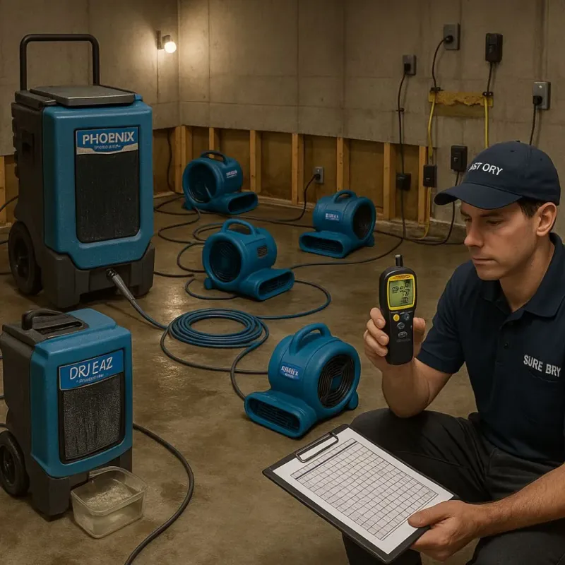 Structural Drying and Dehumidification process in Nolanville, TX